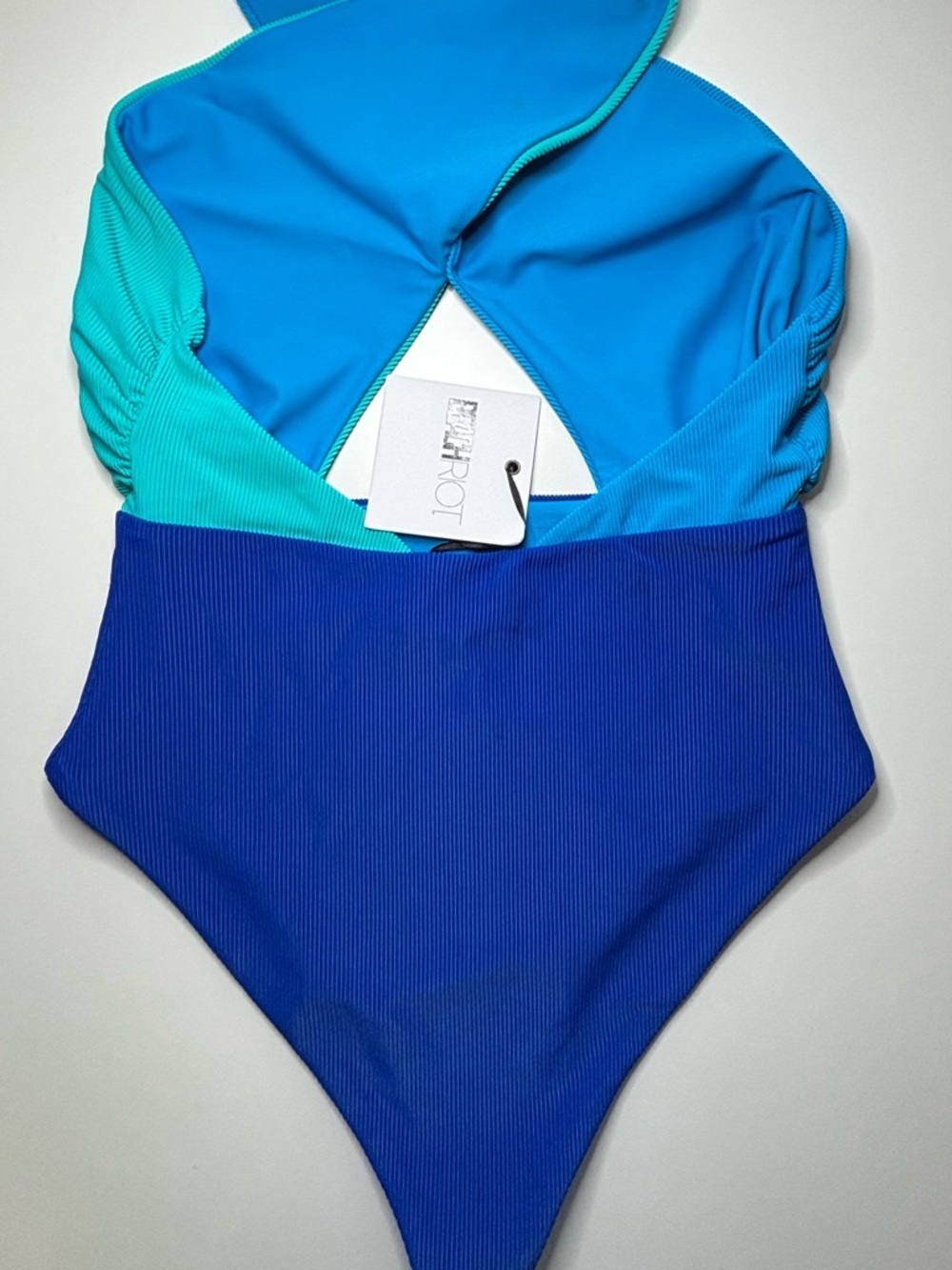 NWT Beach Riot Jessica One Piece Swimsuit Ribbed Cutout Blue Teal Medium - Picture 9 of 11